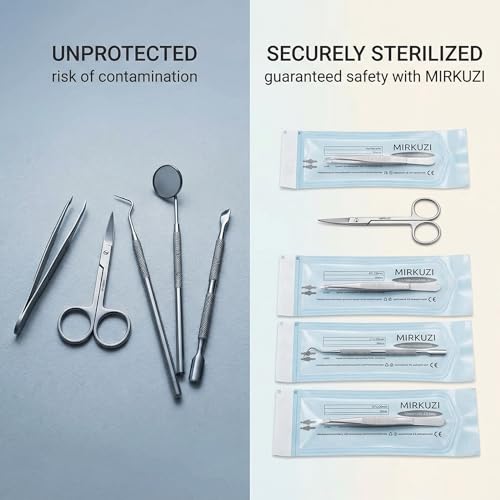Sterilisation Bags, 110 Sterile PVC Bags, Sterilisation Bags, Self-Sealing Cleaning Bags (57 x 130 mm)