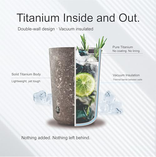 KOYASU Ti-Zen Titanium Travel Coffee Mug - 12oz Ultralight Insulated Tumbler - Premium EDC Gear & Tactical Accessories - Heavy Duty Cup - Crystallized Texture Thermal Flask - Nimbus Gray