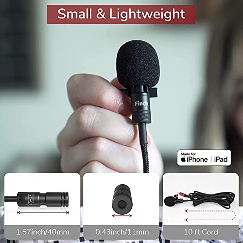 PIXEL Lavalier Microphone for iPhone (Apple MFi-Certified) | Lav Mic for Vlogging | External Microphone for Video Recording, Compatible with All Lightning Devices (10ft) 3m