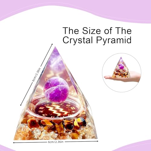 Orgonite Pyramid,Crystal Pyramid,Amethyst&Tiger's Eye Stone Yellow