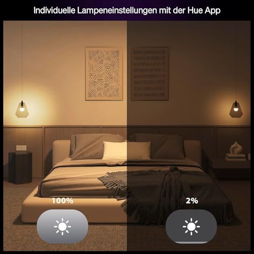 Philips Hue Essential Smart LED A60 Bulb, White and Colored LED Bulb, E27 Socket, 8W, 2200K-6500K, 806 Lumen LED Light, Dimmable, Compatible with Alexa, Google Assistant & Apple Home, Pack of 4 | White and colorful light, 8 W, smart home, dimmable, c...