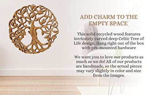 DharmaObjects Handcrafted Wooden Celtic Tree Of Life Wall Decor Hanging Art (Brown) Brown