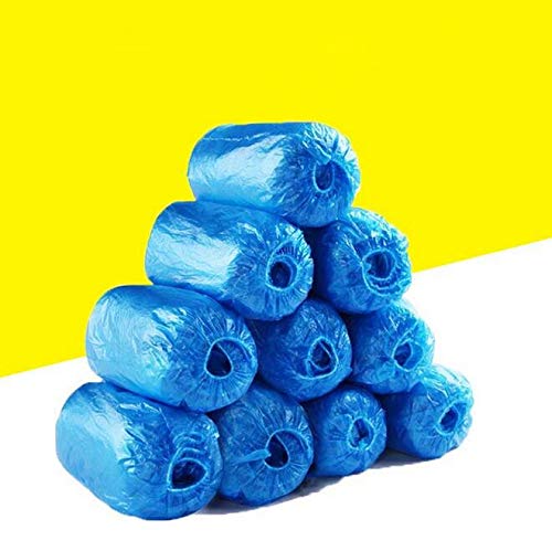 Shoe Covers Disposable Non-Slip Overshoes Waterproof Disposable Shoe Covers Plastic Covers for Shoes Pack of 100 Blue DE