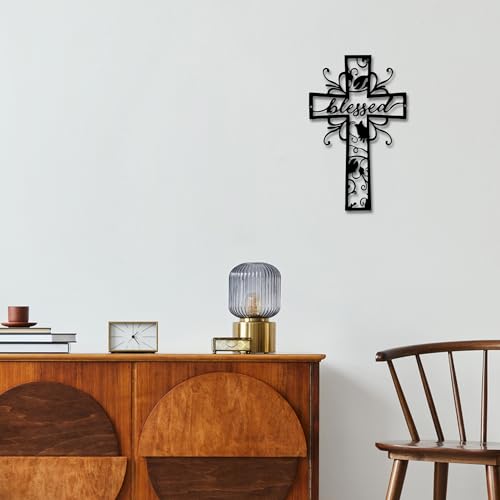 Rajukit Blessed Christian Metal Cross Wall Art for Home