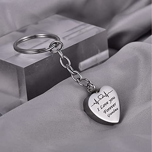 Heartbeat I Love You Forever Family Memorial Keepsake Cremation Jewelry for Ashes Urn Keychain Grandma
