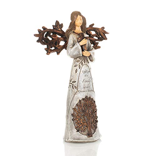 Roman Giftware Inc., Inspirational Heavenly Blessings Collection, 9" H Tree of Life Angel W/Cross,Religious, Inspirational, Durable (6x2x9)