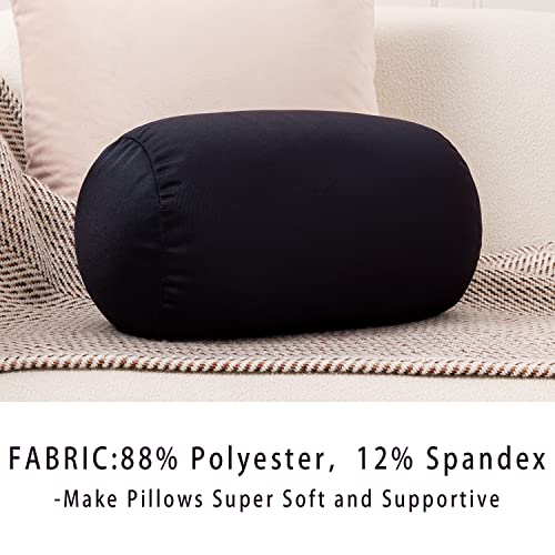 Squish Bean Bed Microbead Pillow Bolster Tube Body Pillow Smooth Cool Touch Fabric Neck & Back Support Throw Travel Pillow Fun Colors (Black) Black