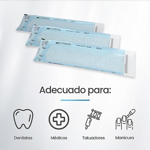 200 Sterilisation Bags (90 x 250 mm) Self-Adhesive for Steam Steriliser Autoclave, Bags for Sterilising Dental and Manicure Instruments - Medical Grade Paper
