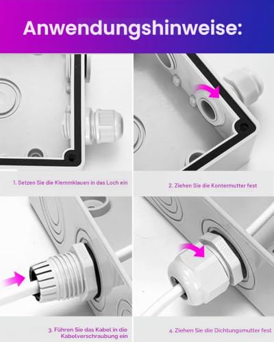 Pack of 12 Cable Glands, M20 Cable Gland, Waterproof | Nylon cable grommet, waterproof, IP68 white cable glands set with locking nut plastic