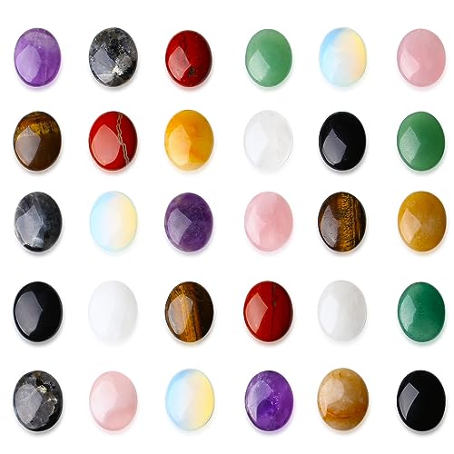 ZHIYUXI 30 pcs Crystals Bulk Wholesale Crystals Set Crystals and Stones Gemstones Thumb Pocket Oval Palm Stone Reiki Energy Balance Meditation Room Decor