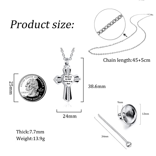 Religious Cross Urn Necklaces for Ashes Heart Tree of Life Cremation Ashes Holder Memorial Keepsake Pendant Locket Jewelry
