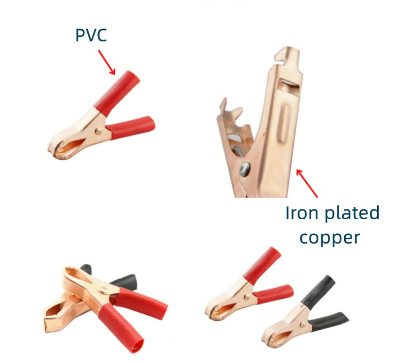 [Australia - AusPower] - Heyiarbeit 4Pcs 5A Heavy-Duty Insulated Alligator Clips,Battery Electrical Test Clips for Car Auto Vehicle Boat Red and Black 