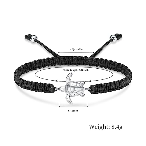 shajwo Cremation Jewelry Sea Turtle Urn Bracelet for Ashes for Women Men Memorial Adjustable Braided Ashes Bracelet Silver