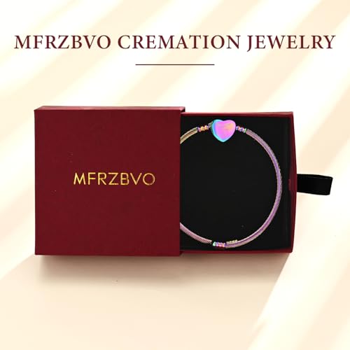 Cremation Jewelry Wing Heart Urn Bracelet for Human Ashes for Women Men Memorial Keepsake Cuff Bangle Bracelet Rainbow