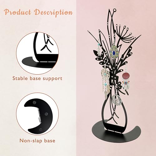 3 Pieces Metal Flowers Vases Earring Organizer,Earring Hanger Dresser Decor