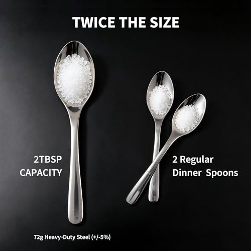 Silvery Serving Spoons Set, 2 Pieces Stainless Steel Slotted & Solid Serving Spoons, Mirror Polished Silvery Plated Serving Utensils for Buffet, Catering, Party, Wedding, Dishwasher Safe