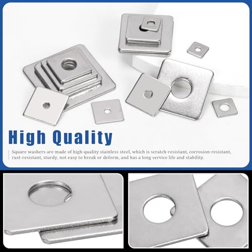 Glarks stainless steel square washers assortment set with round holes in assorted metric sizes for hardware fixing