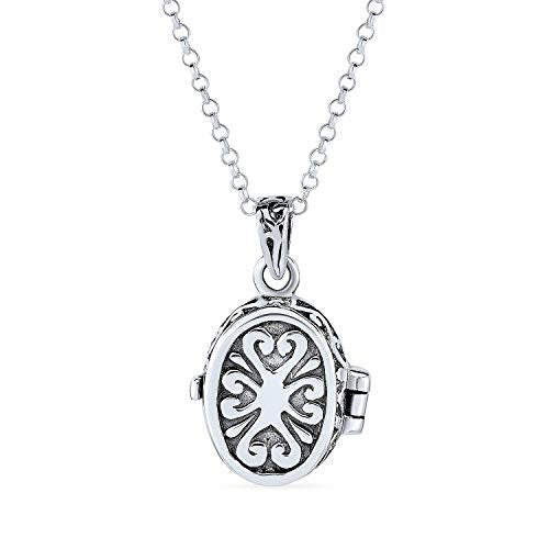 Bling Jewelry Sterling Silver Religious Christian Cross Shape Prayer Box Locket Necklace for Women Memorial Momenta Holder Pendant