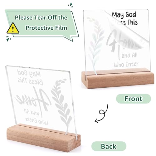 Religious Gifts for Women Men Christian Desk Decorative Sign Housewarming Gifts Decor for Home Office Table Desk Inspirational Acrylic Plaque with Wooden Stand Christians Gift for Family Coworkers