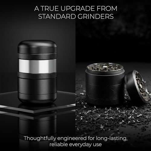 Viberium Metal Grinder 2.3 Inch - Herb Grinder, 4 Piece Grinders, Crusher Black Silver