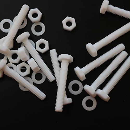 Caterpillar Red natural PTFE M6 x 40mm hex head plastic bolts, nuts and washers set