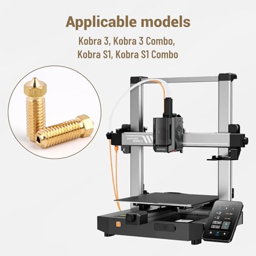 LALAGO 20-Piece Barss Nozzle Set for Cobra 3/Cobra S1, 3D Printer Nozzle Set for Anycubic Kobra 3, Kobra 3 Combo, Kobra S1, Kobra S1 Combo (8 x 0.4 mm + 3 x 0.2 mm + 3 x 0.6 mm + 3 x 0.8 mm + 3 x 1.0 Style: cobra 3 brass