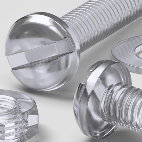 Caterpillar Red clear acrylic slotted pan head screws and bolts M3 x 20mm with nuts and washers assortment