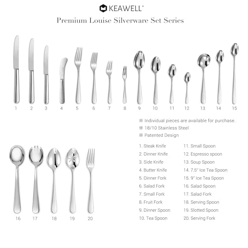 KEAWELL Premium Louise 8-Piece 7-Inch 18/10 Stainless Steel Soup Spoons (8)