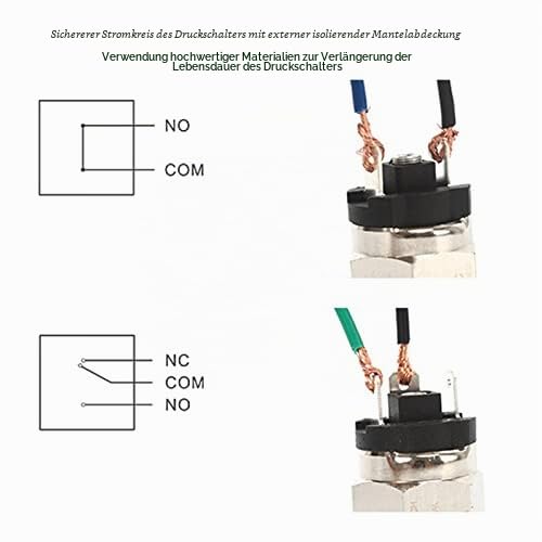 QPM10-NO/NC Pressure Switch, 1/4" Normally Open Push Switch, Membrane Pressure Switch, 0.1-1MPa, Stainless Steel