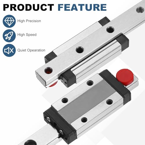 sourcing map MGN9 400mm Linear Sliding Rail Guide with MGN9H Sliding Carriage Block and Mini Guide, Linear Motion Guideway for Mini Engraving CNC Machine 3D Printer