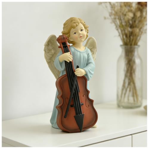 Cello Angel Figurine, 7.09 Inch Resin Musical Spiritual Decor 7.09'' Angel Playing Cello