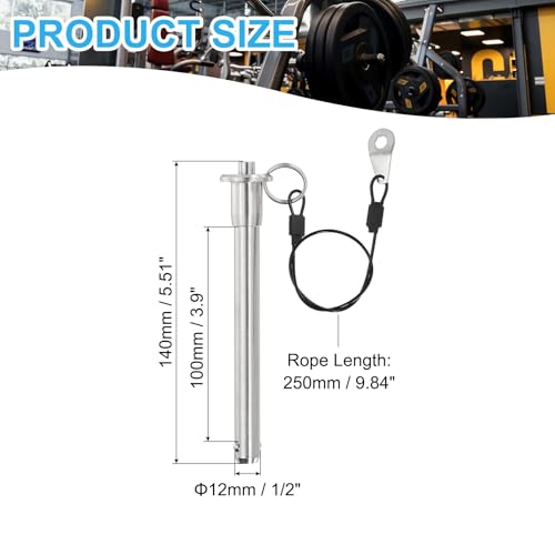 PATIKIL 1/2-inch 304 stainless steel quick release pin with ring handle, lanyard cable, and ball lock, silver