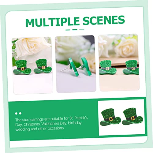 2 Pairs Hat Earrings Green Earrings for Women Studs Ladies Ladies Hats Winter St Patricks Day Dress up Trendy Acrylic Small Miss 2x1.6CMx5pcs Greenx5pcs