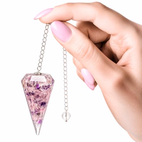 Clear Quartz/Rose Quartz/Amethyst (Mix) Orgone Crystal Pendulums Clear Quartz/Rose Quartz/Amethyst (Mix)