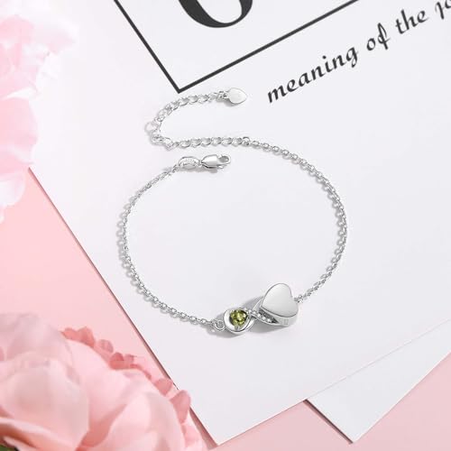 Infinity Cremation Jewelry Bracelet for Ashes for Women Peridot