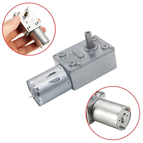 JZK DC 12V Reversible Electric Motor with Reduction of Turbo Worm Gearbox with High Torque and Strong Self-Locking Encoder (62RPM)