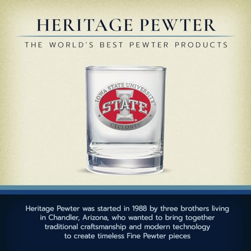 Heritage Pewter Iowa State Double Old Fashioned Glass | 14 OZ Double Rocks for Liquor | Expertly Crafted Pewter