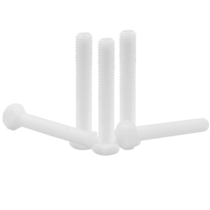 [Australia - AusPower] - 20 Pair M8x50mm White Nylon Hex Bolts Plastic Hex Nuts Full Thread Hex Head Screws and Nuts Set 