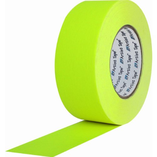 ProTapes Artist Tape Flatback Printable Paper Board or Console Tape, 60 yds Length x 1" Width, Fluorescent Yellow (Pack of 1)