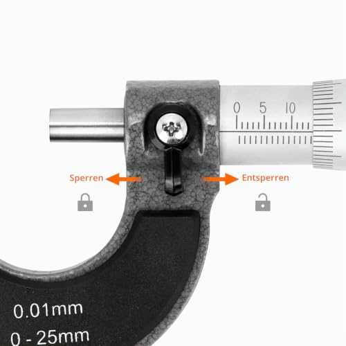 QWORK Micrometer, Micrometer, High Precision Measurement 0-25 mm, 0.01 mm Resolution