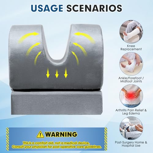 AUROPEAK Knee Replacement Pillow, Adjustable Leg Elevation Pillow, Grey