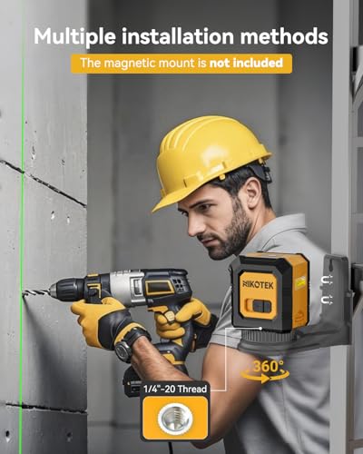 Nikotek self-leveling green cross-line laser level with 27-inch tripod, carrying pouch, and battery