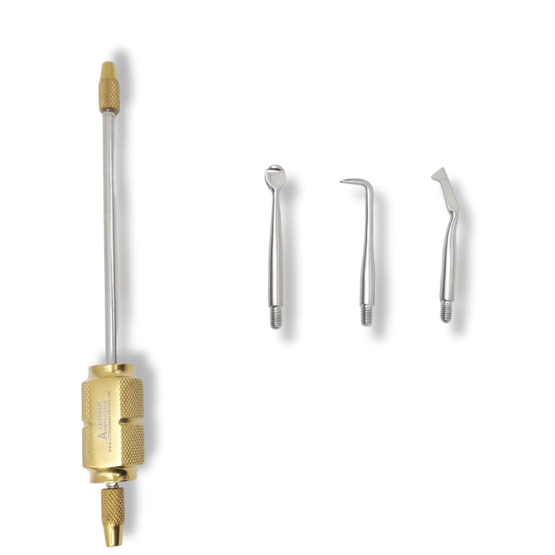 [Australia - AusPower] - Dental Morrell Crown Remover, Manual Crown Remover for Root Treated Teeth, Controlled Power Crown Remover 3 Attachments and Adjusting Wrench 