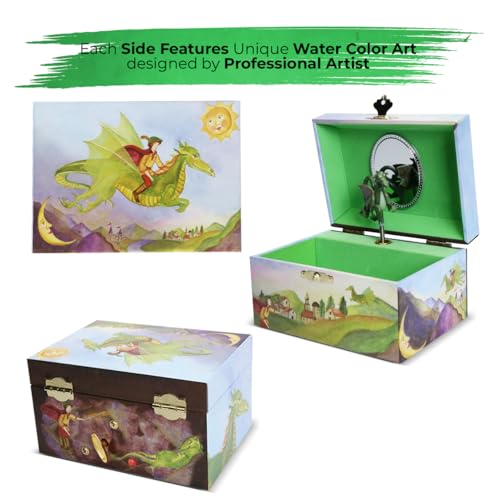 Enchantmints Playful Dragon Musical Jewelry Box for Girls & Boys Dragon Spins to The Sorcerer's Apprentice Treasure Storage