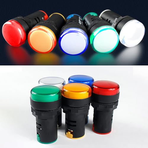 Pack of 3 22 mm LED Indicator Light - AC 220 V LED Indicator Signal Light, Flush Panel Indicator Lights (Yellow) Yellow 3stk