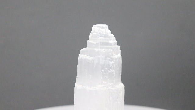 | Selenite Skyscraper | 4'' Tall | 1pc | Crystals and Healing Stones, Spiritual Gifts for Women, Reiki, Chakra, Yoga, Meditation Accessories