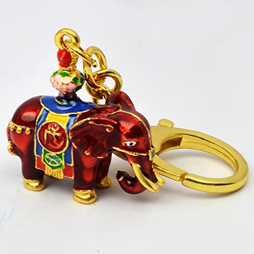Lucky Feng Shui Keychain Red Prosperity Elephant With Treasure Vase Keychain