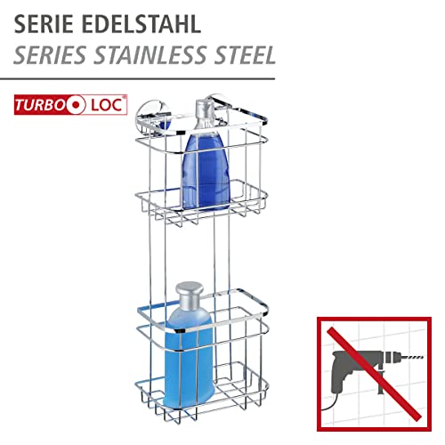 WENKO 21783100 Turbo-Loc® Stainless Steel 2-tier wall rack, Stainless steel, 7.1 x 18.7 x 4.9 inch