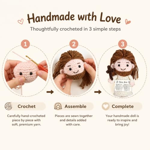 FOOZDEEVAAQ Positive Jesus Crochet Doll Baptism Gifts Confirmation Gifts