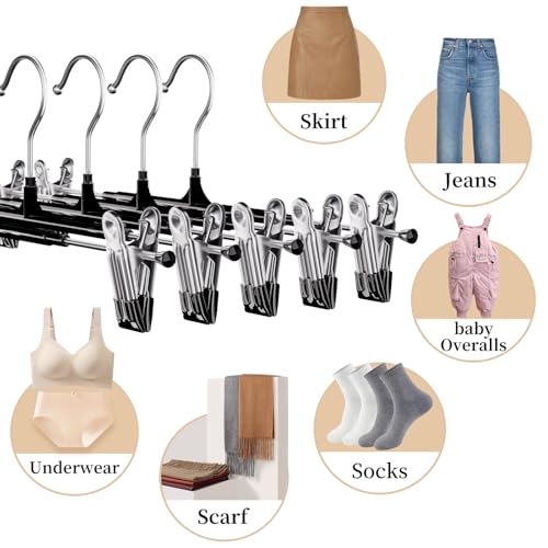 Pants Hangers with Clips 20 Pack Non-Slip Skirt Hangers 12 Inch, Black 20PCS